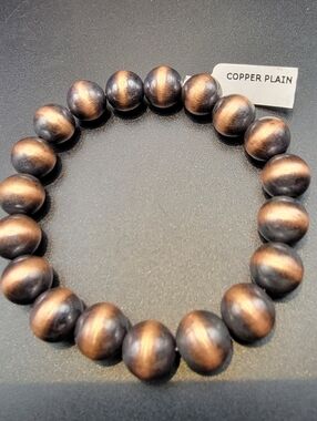 NEW Chunky 16mm Copper "Navajo Pearl" Style Bracelet 5.5" to 6.5" Stretch